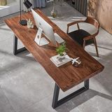 Timber's Team Mira-Ahşap Doğal Kütük Yemek / Toplantı / Çalışma Masası - Koyu Ceviz - 80 x 140