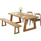 Timber's Team Sagalassos- 2 Sandalyeli 1 Banklı Ahşap Ayaklı Ağaç Yemek Masası / Toplantı Masası / Çalışma Masası - 80 x 120