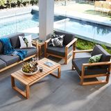 Timber's Team Verona Masif Ahşap Bahçe Mobilyası Oturma Grubu 4 Parça | Balkon Teras Veranda Seti