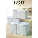 Timburly 3xd117hurc 3 Adet Home Sweet Home Çizgili Baza Altı Dolap Üstü Büyük Yastık Yorgan Kazak Hurcu 41X64X35Cm D117