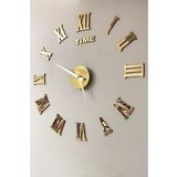 Time Collection 3d Roma Rakamlı Duvar Saati Altın