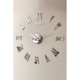 Time Collection 3d Roma Rakamlı Duvar Saati Gümüş