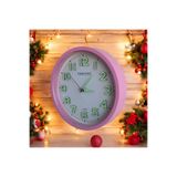 Time Gold Fosforlu 3D Kabartma Rakam Kız Çocuk Odası Mini Küçük Duvar Saati Çap 22 Cm Pembe