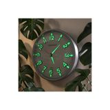 Time Gold Fosforlu 3D Yatay Rakamlı Sessiz Akar Saniye Duvar Saati Çap 28 cm Gümüş
