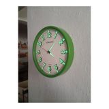 Time Gold Fosforlu 3D Yatay Rakamlı Sessiz Akar Saniye Duvar Saati Yeşil Çap 28 cm