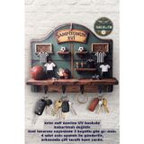 Time in a Tin Retro 1960 2D Ahşap Duvar Askısı Anahtarlık Retro Siyah Beyaz Forma Futbol Dekoratif Duvar Anahtar Askısı