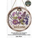 Time in a Tin Retro 1960 Dış Kapı Süsü- Ahşap Görünümlü 3D Etkili Kurutulmuş Çiçek Desenli "Welcome" Kapı Süsü - Mdf (29 Cm)