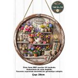 Time in a Tin Retro 1960 Dış Kapı Süsü - Ahşap Görünümlü 3D Etkili Vintage Çiçekli "Welcome" Kapı Süsü - Mdf (29 Cm)