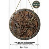 Time in a Tin Retro 1960 Dış Kapı Süsü Ahşap Görünümlü Retro "Hoşgeldiniz" Kapı Süsü - Mdf Uv Baskı (29 Cm)