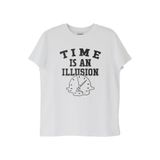 Time is an Illusion Baskılı Minimalist Beyaz Tişört