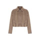 TIME MUSE SUEDE Süet Görünümlü Arka Detaylı Vizon Crop Ceket