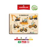 TIME TABLE AHŞAP EĞİTİCİ ÖĞRETİCİ İŞ MAKİNELERİ SOK TAK BUL TAK PUZZLE