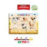 TIME TABLE ahsap renkli eğitici öğretici çiftlik hayvanlari sök tak puzzle