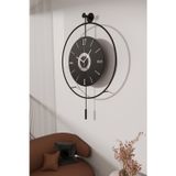 Timelles Siyah-Siyah Göbek - Büyük Boy (50x75 Cm ) (Quartz Mekanizmalı ) , Metal Duvar Saati