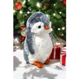 TimeStart Düşünen Pingu Penguen 40 cm Gri Peluş Oyuncak Uyku ve Oyun Arkadaşı