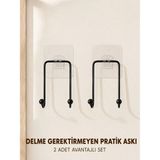 Timion 2 Adet Çok Amaçlı Yapışkanlı Askı Ev Mutfak Banyo Düzenleyici - Renkli