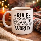 Timion Timion Rule The World Kedi Desenli Porselen Kupa Model 61 Sevimli Kedi Figürlü Kahve Kupas� - Renkli