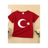 TİMİSİVA Kız-Erkek Çocuk Kırmızı Türk Bayraklı Penye Tişört