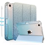 TIMISM iPad Mini 6 Kılıfı 2021, Kalem Şarj Tutuculu iPad Mini 6. Nesil Kılıf, Akıllı Uyku/Uyanma, Parıltılı Kapak, Parlak Şeffaf Arka Üç Katlı Stand Folyo Kılıf, Gradyan Buz Mavisi