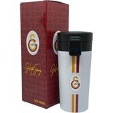 Timon Galatasaray Lisanslı Çift Katlı Paslanmaz Çelik Termos Mug 8 Saat Sıcak Soğuk Hediye Kutulu 400ML - 4,5 lt - Beyaz