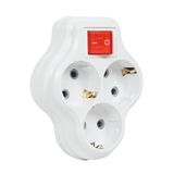 TİMSAL 3lü Anahtarlı Golyat, Üçlü Topraklı Priz Duvar Tipi Çoklayıcı Fiş, 16A 250 Volt, Max 3600 Watt (Beyaz)