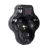TİMSAL 3lü Anahtarlı Golyat, Üçlü Topraklı Priz Duvar Tipi Çoklayıcı Fiş, 16A 250 Volt, Max 3600 Watt (Siyah)