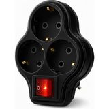Timsal 3lü Anahtarlı Golyat, Üçlü Topraklı Priz Duvar Tipi Çoklayıcı Fiş, 16A 250 Volt