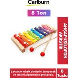 Tın Ayarlı 8 Nota Ahşap Ksilofon ve Tangram Seti, Çocuklar Için Eğlenceli Müzik Oyunu - Seçenek 1 - Açık Beyaz - Gri