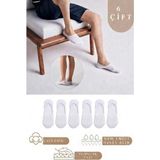 Tina Atelier 6 Çift Erkek Düz Pamuklu Kaydırmaz Silikon Topuklu Babet Çorap Seti - 41 - 45 - Beyaz