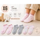 Tina Atelier 6 Çift Kız Çocuk Patik Desenli Çorap Kısa Günlük Yumuşak - 30 - 32 - Çok Renkli