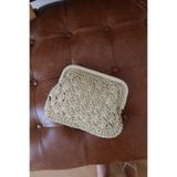 Tina İstanbul Dokuma Hasır Mini Clutch El ve Omuz Çantası Krem