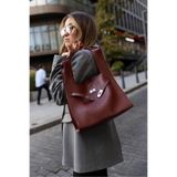 Tina İstanbul Shopper Bag Kemer Aksesuarlı Omuz Çantası Bordo