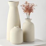 TINCTOTNIC Eskitilmiş Seramik Vazo 3'lü Set, Modern Bohem Çiftlik Evi Ev Dekoru, Pampas Çimi Kurutulmuş Çiçek Vazoları Oturma Odası, Yemek Odası, Yatak Odası, Mutfak, Banyo, Ofis, Giriş Yolu için Vazolar (Bej)