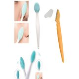 TİNEKE 2li Set Burun Siyah Nokta Cilt & Yüz Temizleyici Temizleme Fırça Dudak Peeling & Kaş Usturası 1 Adet
