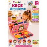 Tineke 3+ Yaş Keçe Eğitim Kitabı Montessori Eğitici Aktivite Oyuncağı Beceri ve Zeka Geliştirici Çocuk Kitabı 4 Sayfa Pembe-Ing