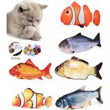 Tineke 6 Adet 3D Peluş Kedi Oyuncağı Balık Kedi Nanesi Otlu Çıngıraklı