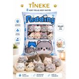 Tineke 8’Li Peluş Kedi Yastığı Seti – Minik Yumuşak Kedi Oyuncağı Ve Uyku Arkadaşı Mavi Karışık