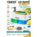 Tineke Çift Hazneli Sıvı Sabunluk Ve Otomatik Deterjanlık – Süngerli El Ve Bulaşık Sabunu Seti, Mutfak & Banyo
