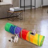 Tineke Düz Kedi Köpek Oyun Tüneli Kedi Tüneli Katlanır Gökkuşağı Uzun - Renkli