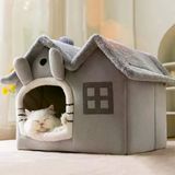 Tineke Kedi Evi Yumuşak Kedi Yatağı Derin Uyku Ve Kış Evi Çıkarılabilir Minder -villa 1adet (GRİ BÜYÜK BOY)