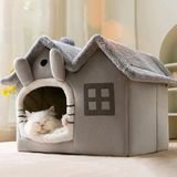 Tineke Kedi Evi Yumuşak Kedi Yatağı Derin Uyku Ve Kış Evi Çıkarılabilir Minder -villa 1adet (GRİ KÜÇÜK BOY)