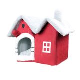 Tineke Kedi Evi Yumuşak Kedi Yatağı Derin Uyku Ve Kış Evi Çıkarılabilir Minder -villa 1adet (KIRMIZI BÜYÜK BOY)