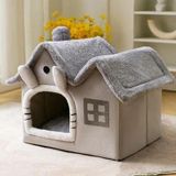 TİNEKE Kedi Evi Yumuşak Kedi Yatağı Derin Uyku Ve Kış Evi Çıkarılabilir Minder -villa ( Gri ) M BEDEN