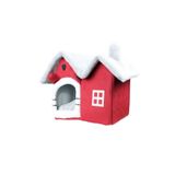 Tineke Kedi evi Yumuşak kedi yatağı derin uyku ve kış evi çıkarılabilir minder -VİLLA (KIRMIZI)1ADET