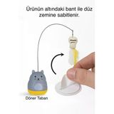 TİNEKE Kediler İçin Yere Yapışkan Tabanlı Tüylü Oyun Oltası Eğlenceli Hareketli Kedi Oyuncağı OLTACI KEDİ