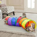 Tineke Kıvrımlı Kedi Tüneli Katlanır Gökkuşağı Uzun Kedi Köpek Oyun Tüneli - Sarı - Kırmızı
