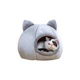 TİNEKE PETSHOP Bal Kabağı Tasarımlı Kedi Evi Yumuşak Kedi Yatağı Derin Uyku Ve Kış Evi Çıkartılabilir Minder Gri S