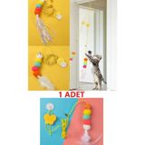 TİNEKE PETSHOP Elastik Kendinden Yapışkanlı Renkli Kedi Oyun Oltası Kedi Oyuncağı Yapışkanlı Olta Eğitim Oyuncağı