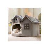 TİNEKE PETSHOP Kedi Evi Yumuşak Kedi Yatağı Derin Uyku Ve Kış Evi Çıkarılabilir Minder -villa Gri 1 Adet S Beden