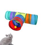 Tineke T Kedi Tüneli Katlanır Gökkuşağı Uzun Düz Kedi Köpek Oyuncağı cok-renkli